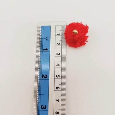 Red Fur Fabric Ball Tassel, Button with Ring Cap, Decorative Tassels